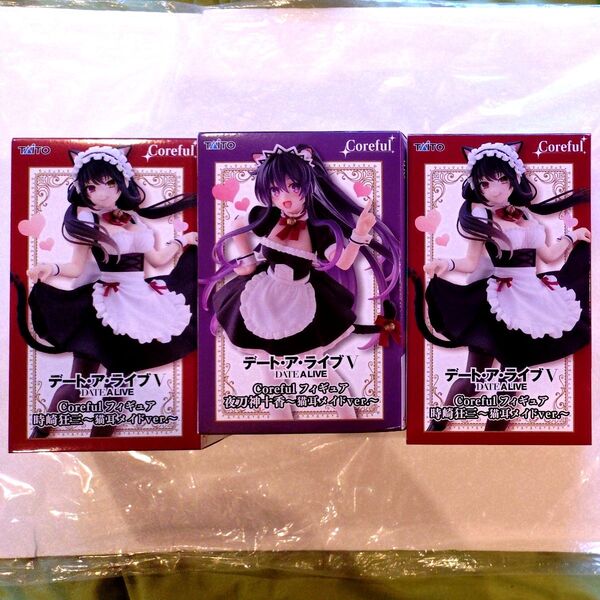 Coreful デート・ア・ライブ フィギュア 時崎狂三~猫耳メイドver.2体、夜刀神十香〜猫耳メイドver.1体