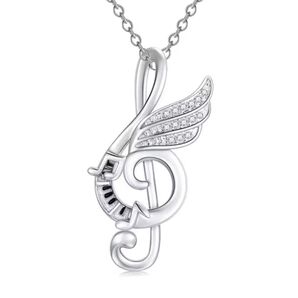 ト音記号 羽ピアノ ペンダント シルバー