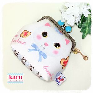 チョコミント マカロン猫 ハンドメイド 小物入れ ポーチ コインケース