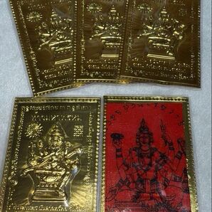 タイ高僧 LP TRY/TorRieYaiご加持 お御守 プラプロム ブラフマー神 ヤント・パーヤンの金属護符プレート ラミネート