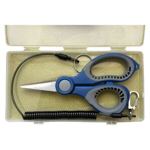フィッシングシザー ラインカッター 釣り用ハサミ ケース付き ブルーグレー
