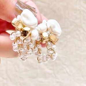 【クーポン対象】淡水パールビジューイヤリング