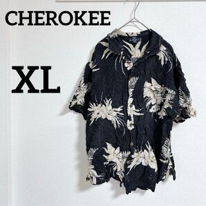 CHEROKEE 【 XL】花柄 半袖シャツ ブラック レディースアロハシャツ