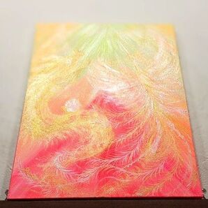 風水開運絵画*幸光舞昇 龍神と鳳凰の光舞図〜桃赤富士に導かれし二神〜光の輪 金運 レベルアップ 飛躍 結婚 家族 才能開花