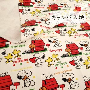 【キャンバス生地】ハウス ホワイト地 しっかりとした帆布 145㎝×50㎝ ハンドメイド 布 はぎれ q-59