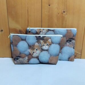 大きめポーチ+フラットポーチ 2個組 ハンドメイド