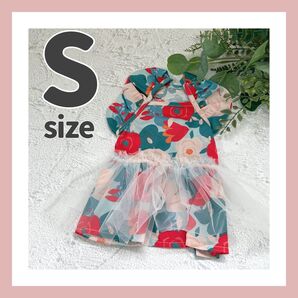 セール SALE 犬服 犬の服 ドッグウェア ワンピース S 小型犬 チュール 可愛い おしゃれ 花柄 レトロ スカート