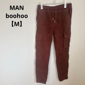 MAN boohoo 【M】カーゴパンツ 赤 茶 テラコッタ ワークパンツ