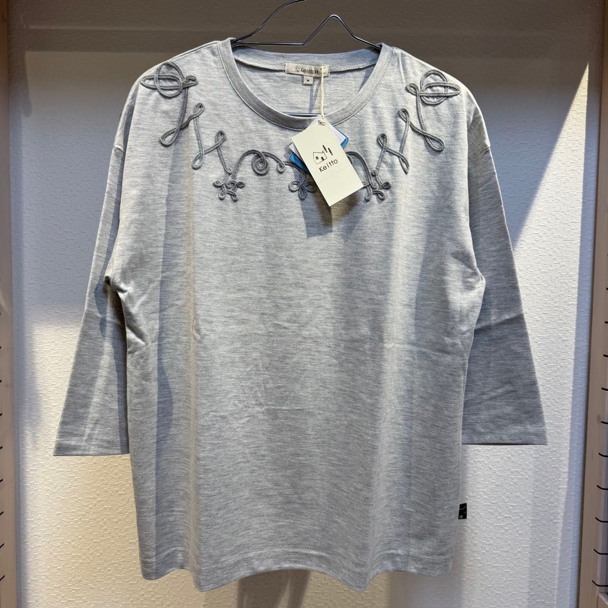 M 新品　Keitto ケイット コード刺繍　七分袖　Tシャツ　カットソー　通勤　通学　カジュアル　レディース