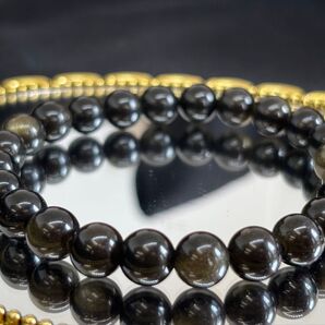 8㎜ゴールデンオブシディアンのパワーストーンブレスレット内径16㎝
