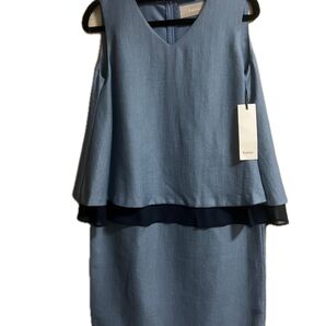 【割引中】kaene ノースリーブひざ丈ワンピースライトブルー 定価¥24,200