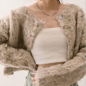 【mystic】クッキーシャギーカーディガン ベージュ