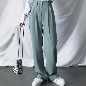 ミームセレクト ハイウエストタックワイドパンツ 美脚スラックス