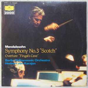 01030i 12LP★ KARAJAN / MENDELSSOHN Symphony no.3 Scotch Overture Fingal's cave ★ 20MG0349 カラヤン メンデルスゾーン グラモフォン