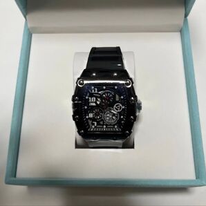 メンズ 腕時計 スケルトン 自動巻き ラバーベルト ブラック