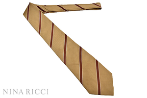 N-1908* free shipping *NINA RICCI Nina Ricci * Kyoto large circle pine slope shop general merchandise shop beige reji men taru weave cloth silk necktie 