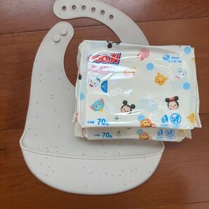 お食事エプロン グーン おしりふき 2個 セット売り ベビースタイ エプロン キッズ ベビー 保育園 旅行