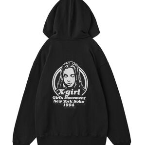 X-girl エックスガール ジップパーカー パーカー ブラック Girl's Movement ロゴプリント