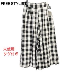 FREE STYLISTS フリースタイリスト 新品未使用 ブロックチェック柄 ワイドパンツ ガウチョパンツ XL