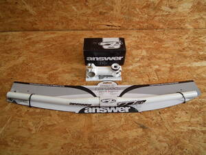 ANSWER( Anne sa-) PROTAPER XC FLAT handlebar A*TAC XCM stem 100mm white (MTB TRAIL flat bar Pro taper )