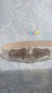 1830 Balmain silver buckle. white color series leather belt France made Pierre 