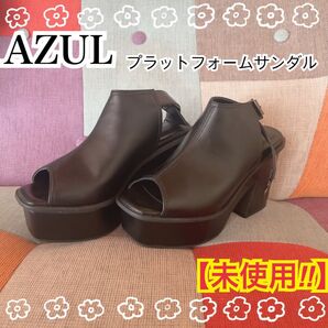 【未使用!】 AZUL アズール ブラックプラットフォームサンダル ブラック Sサイズ 厚底サンダル サンダル