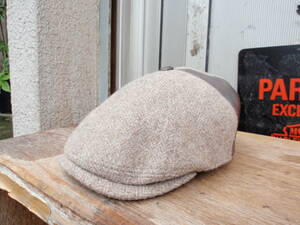 ほぼ未使用！TOKIO HAT（トキオハット）　ツィード地と本革を使ったハンチング帽子