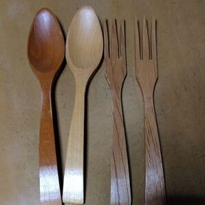サラダサーバー 二組 木製 カトラリー スプーン フォーク ナチュラル