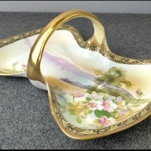 訳あり大バーゲン】希少★1891年~幅26cmオールドノリタケ 金彩風景絵手付皿