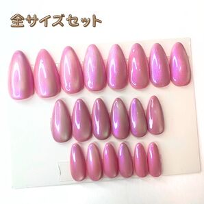 【全サイズセット】水光マグネットネイル オーロラ 海外ネイル ちゅるんネイル ネイルチップ ニュアンス うるうるネイル