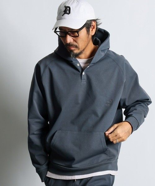 The DUFFER of ST.GEORGE 「エアフレックス」セットアップヘンリーネック パーカー ブルーグレー サイズXL