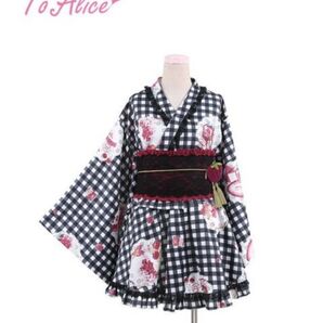 To Alice 浴衣風ワンピース ロリータ ゴスロリ いちご柄 チェック柄