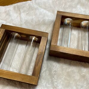 試験管立て 花瓶 木製 2個セット インテリア ブラウン