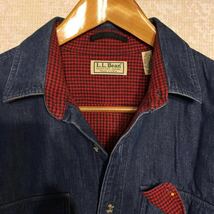 新品同様極美品！80's USA製 L.L.Bean エルエルビーン ネル裏付 メンズ デニムシャツ 長袖 ヴィンテージ ビンテージ デニム ワークシャツ_画像6