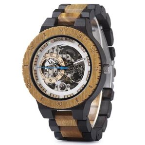 残り一つ!新品未使用 BOBO BIRD ボボバード メンズ 木製腕時計 機械式 自動巻き アナログ スケルトン R05-1