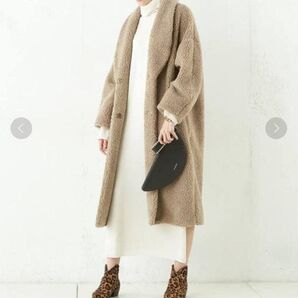 美品★Whim Gazette ウィムガゼット★ボアショールカラーコート