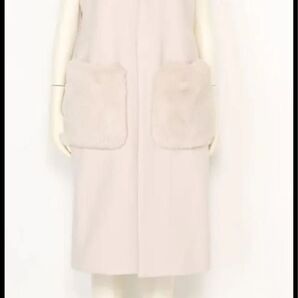 ベスト ジレ ロング丈 ロングベストミラオーウェンMila Owen エコファーポケットジレ ピンク系