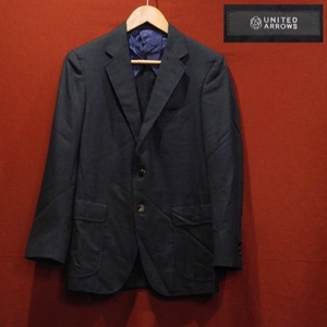  United Arrows design wool tartan check blaser tailored jacket navy blue deep green check pattern 44 / S beautiful goods 