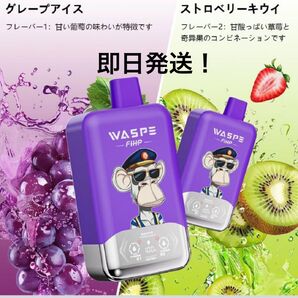 電子タバコ 使い捨て WASPE 40000回吸引 vape シーシャ (グレープアイス&ストロベリーキウイ)