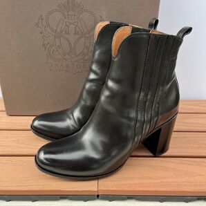 36 SARTORE サイドゴア ショートブーツ 黒 サルトル 23 ブラック レザー