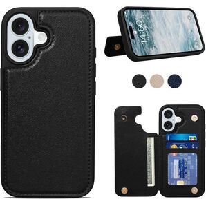 【T21】iPhone17対応背面手帳型レザーケース(黒)