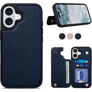 【T22】iPhone17対応背面手帳型レザーケース(ブルー)