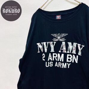 大きめ】FREE SOALフリーソウル ビックプリント半端丈カットソー3Lサイズ ロンT ARMY