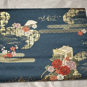 名古屋帯 豪華絢爛 雲取り花車文様