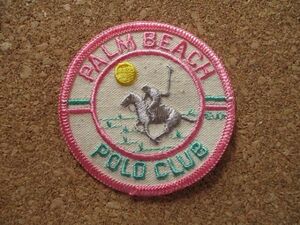 80s パームビーチ ポロクラブPALM BEACH POLO CLUBフロリダ ビンテージ刺繍ワッペン/Aアメリカ乗馬USスーベニア西海岸アップリケ土産パッチ