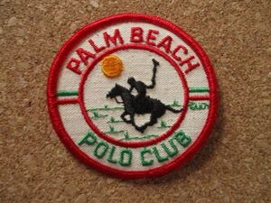 80s パームビーチ ポロクラブPALM BEACH POLO CLUBフロリダ ビンテージ刺繍ワッペン/アメリカ乗馬USAスーベニア西海岸アップリケ土産パッチ