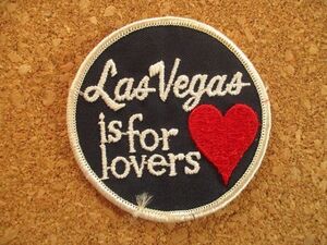 80s ラスベガスLAS VEGAS is for loversラブ刺繍ワッペン/BビンテージVoyagerハート旅行ギャンブル観光 賭博 土産ジョークおもしろパロディ