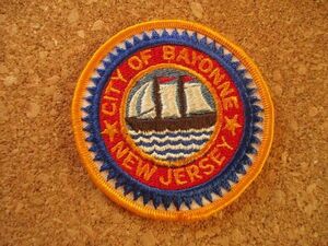 90sベイヨンCITY OF BAYONNEニュージャージー州NEW JERSEYビンテージ刺繍ワッペン/帆船ボート旅行アメリカ観光USAアップリケ土産パッチ航海