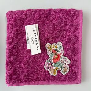 新品 インターモード ユージング リバティ タオルハンカチ ハンドタオル クマ くま パープル 紫 ドット