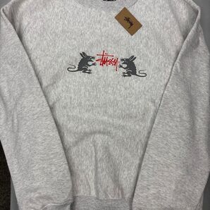 【新品未使用】stussyメンズスウェットトレーナーM GREY HOMEBREW CREW 1915140